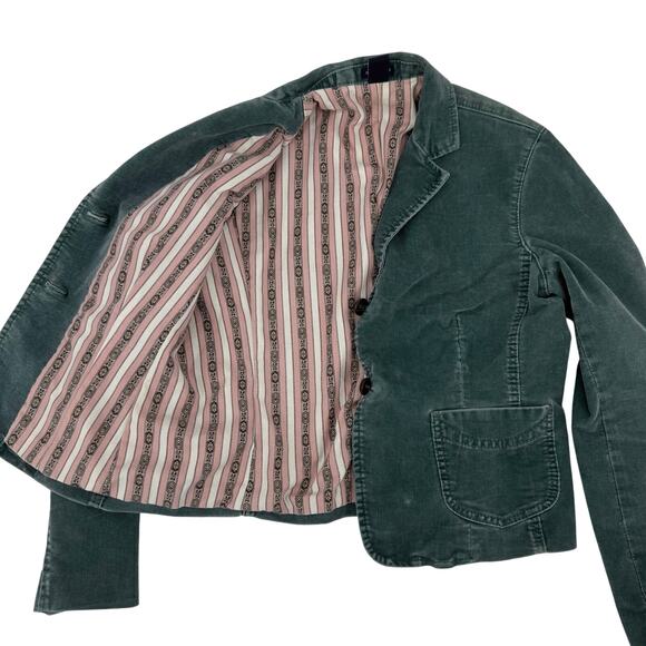 Vintage Y2K Gap Corduroy Jacket Teal Turquoise Green Size 12 - Picture 2 of 9